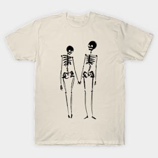 Skeleton in love holding hands T-Shirt